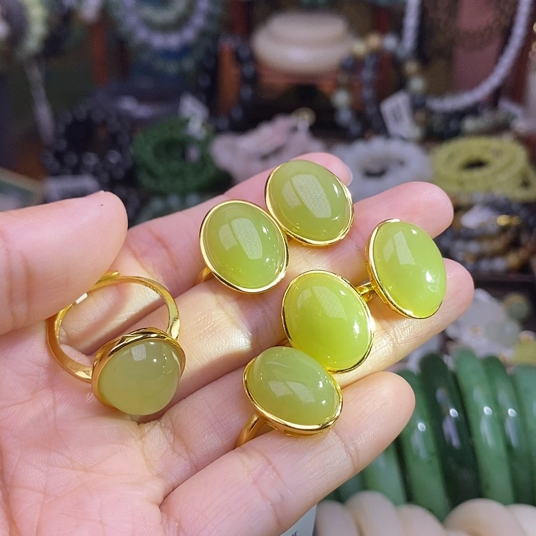 和田玉未镶嵌颈饰多样性发一 925.银黄口戒指