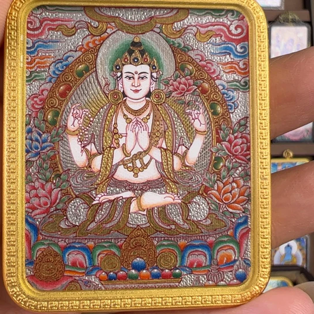 N***卷吊坠四臂观音唐卡绘画作品