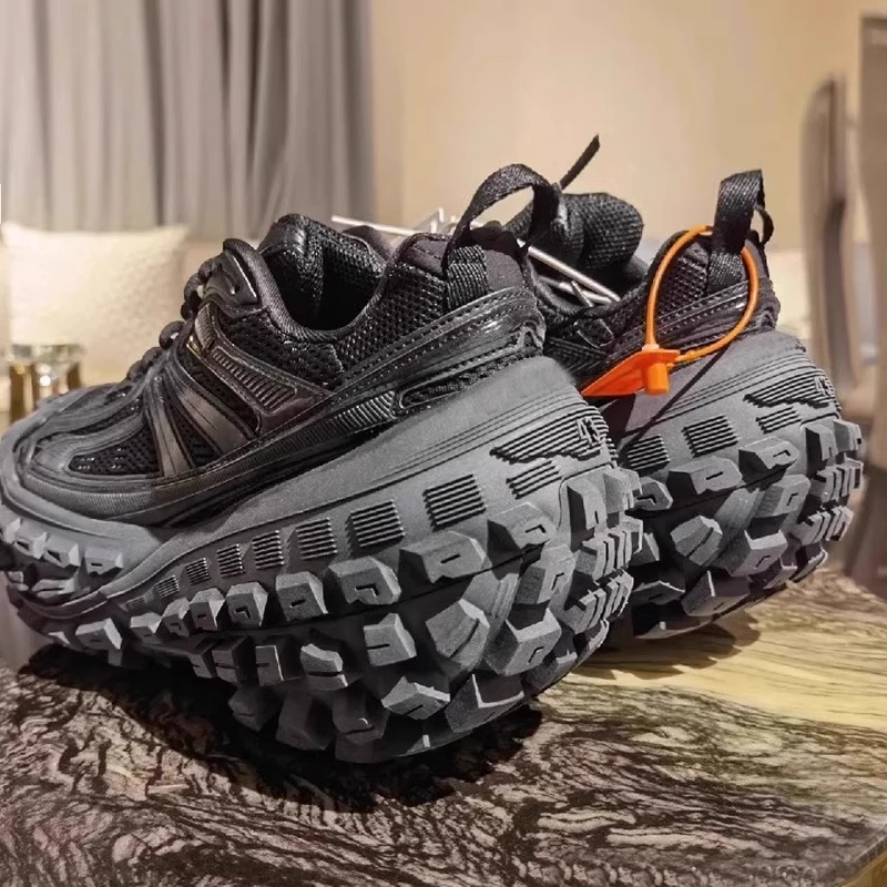 【莆田总裁高版】巴黎男女款轮胎鞋做旧厚底增高榴莲坦克休闲老爹鞋