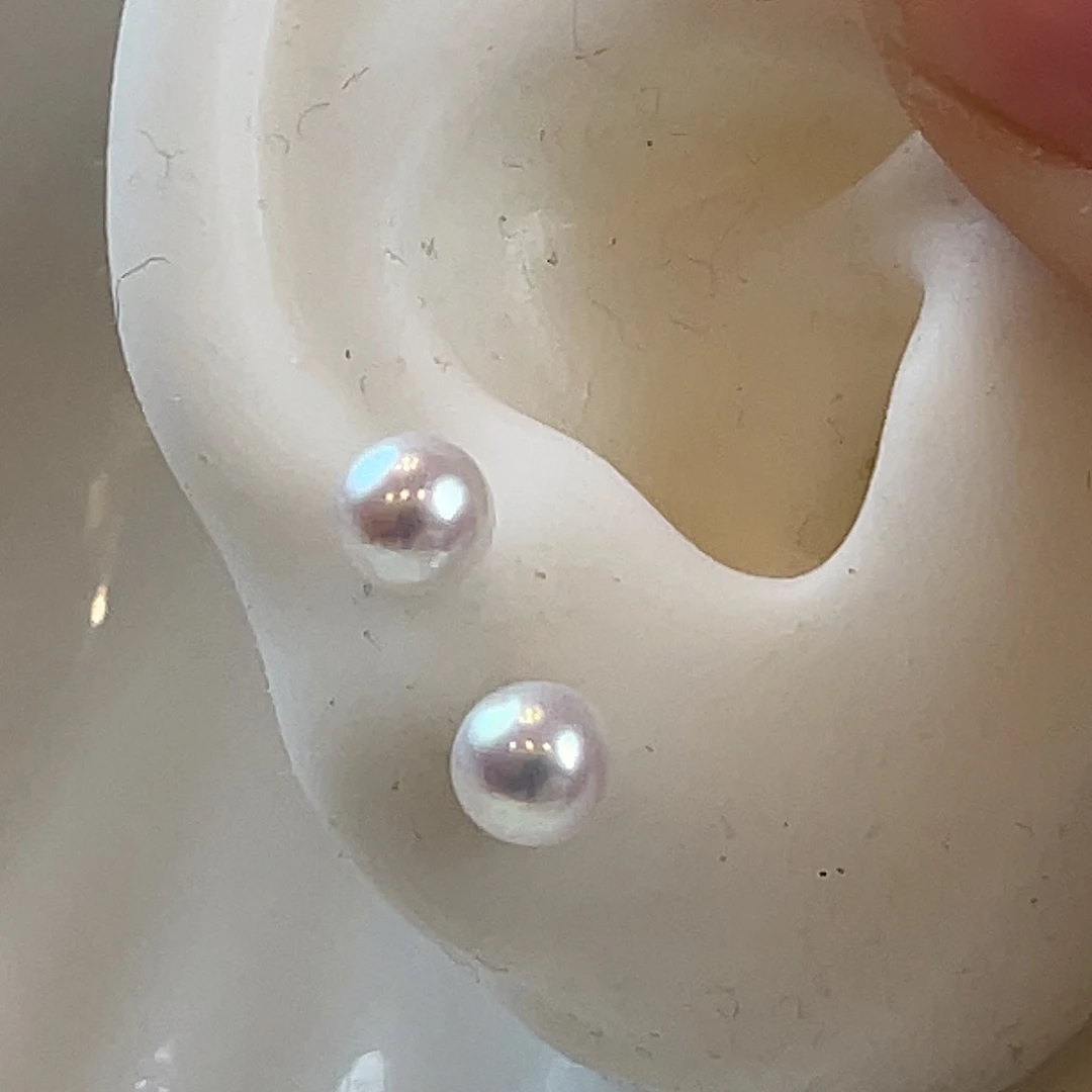 淡水珍珠银S925镶嵌耳饰