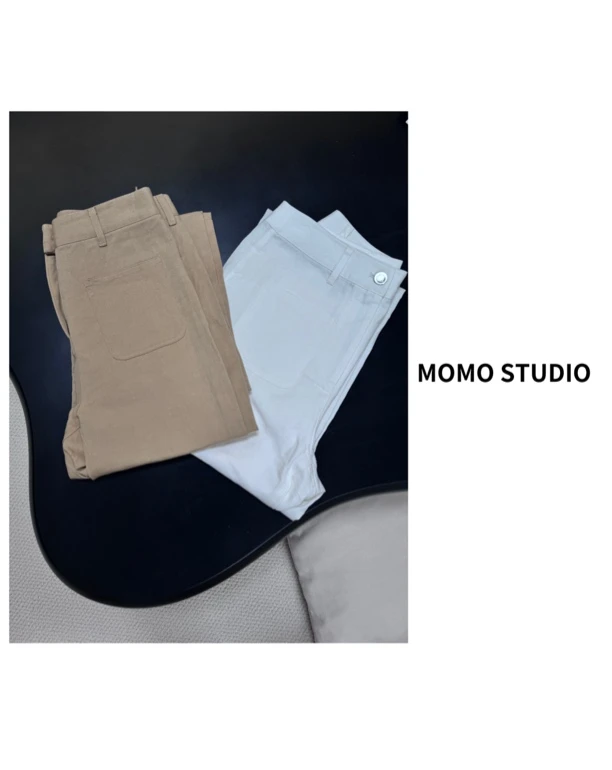 【MOMO STUDIO】老钱风亚麻直筒窄版休闲裤夏季A字版