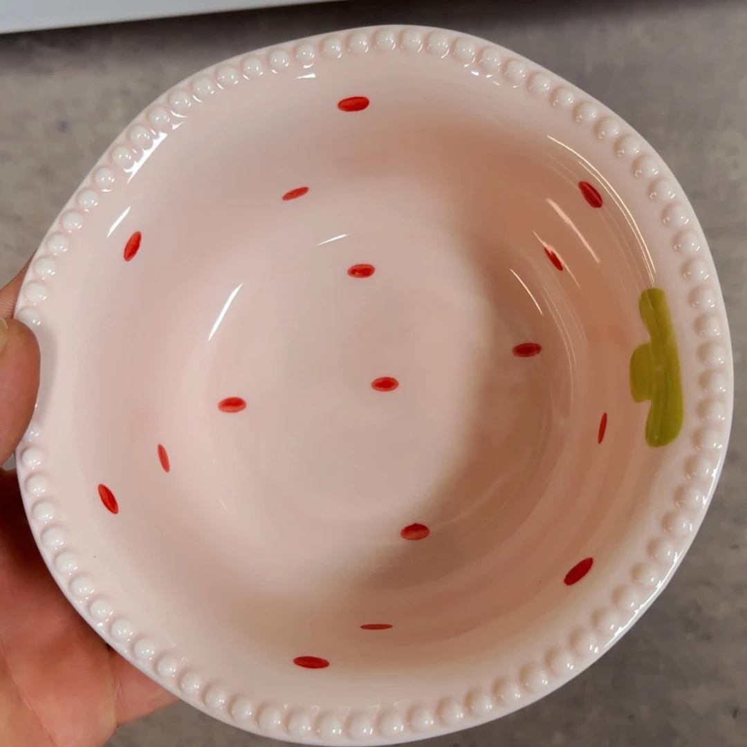 白瓷草莓六寸酸奶碗