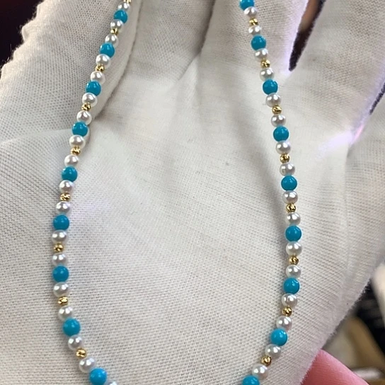 绿松石珠宝奇石18K金镶嵌