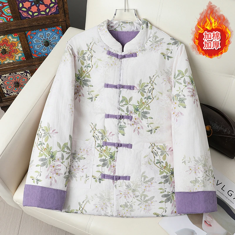 新疆棉花棉衣中式国风棉服女冬季100%纯棉复古盘扣宽松保暖棉袄