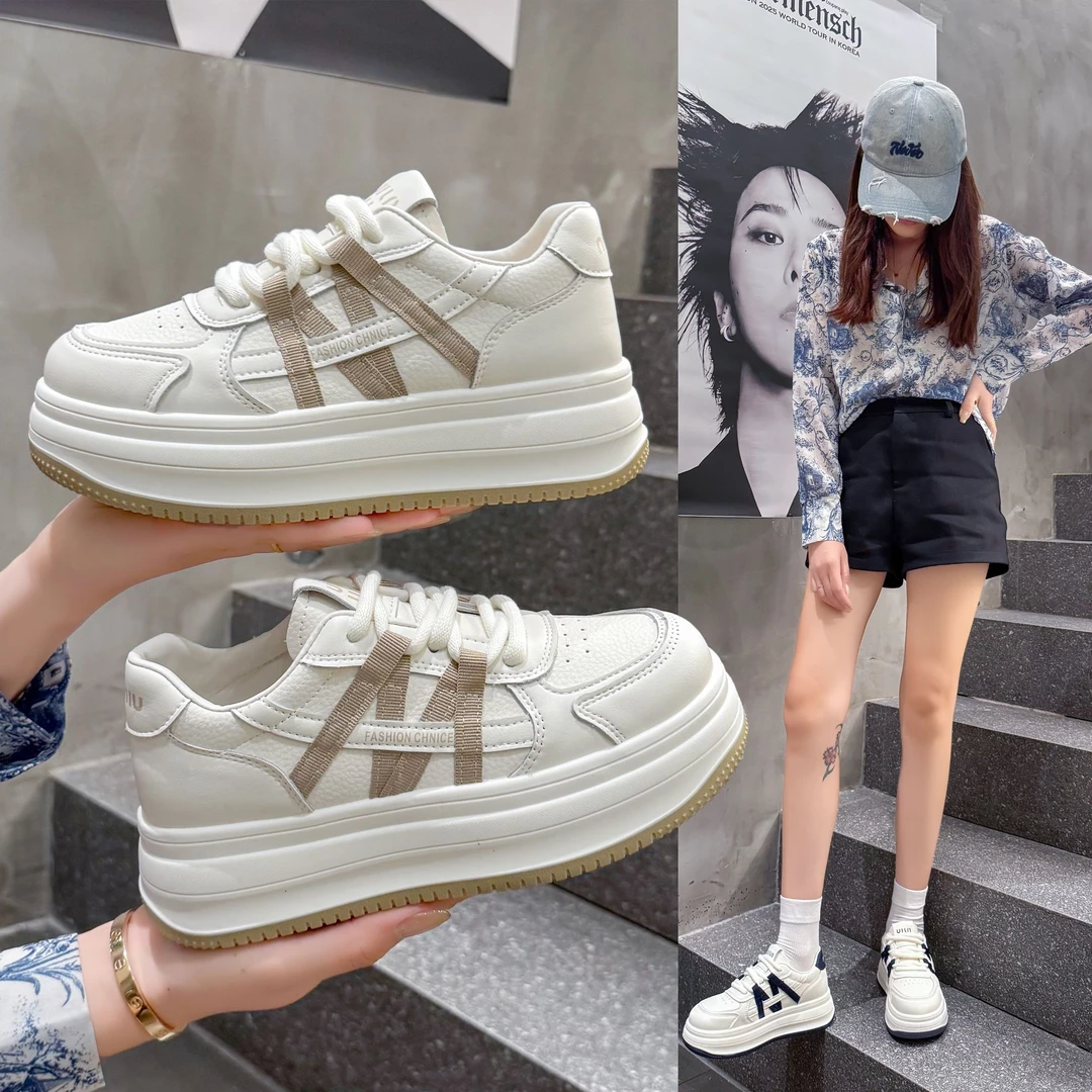 厚底增高小白鞋女2025秋季潮流新款超轻鞋底透气百搭运动休闲板鞋