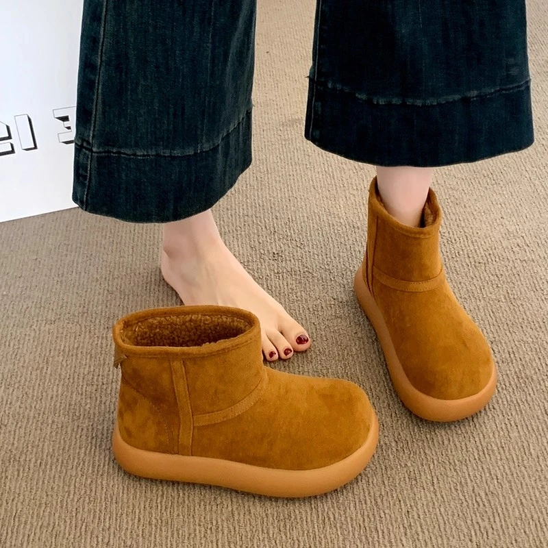 厚底雪地靴女冬季女鞋2025新款复古加绒保暖甜桃厚中年女士雪地靴