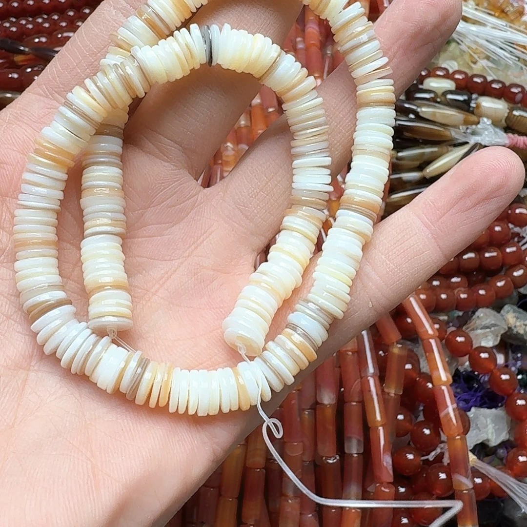 玛瑙/玉髓未镶嵌珠宝半成品一条8mm贝壳隔片