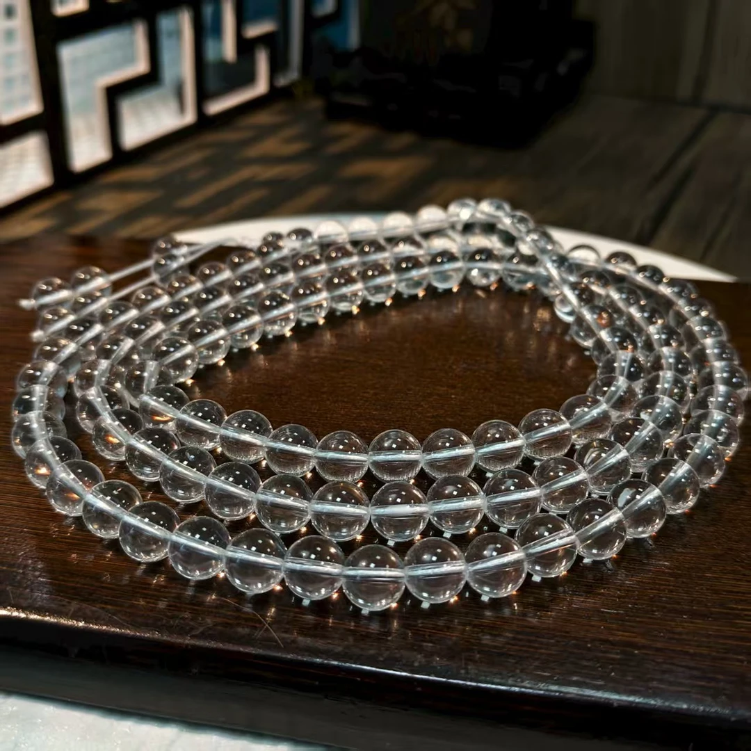 【书记甄选】白水晶108颗佛珠链 多个尺寸 约6-9mm 1805MZ-YM121