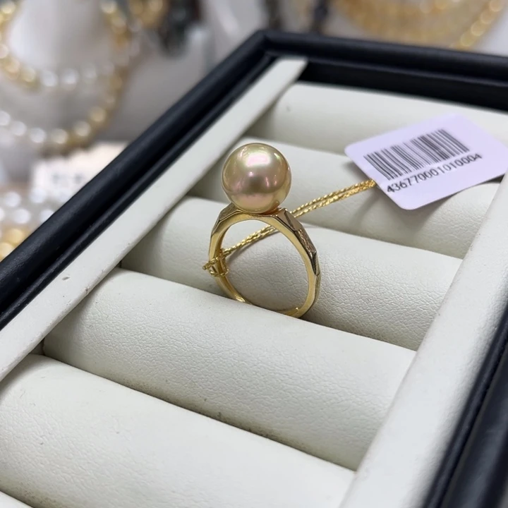 海水珍珠戒指银S925镶嵌10-11mm