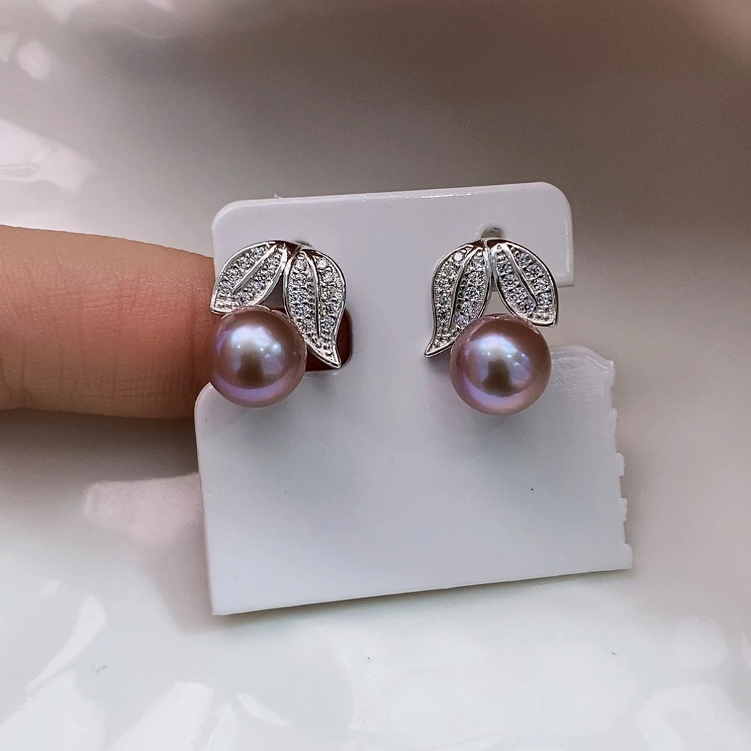 银S925镶嵌特价极光耳饰淡水珍珠