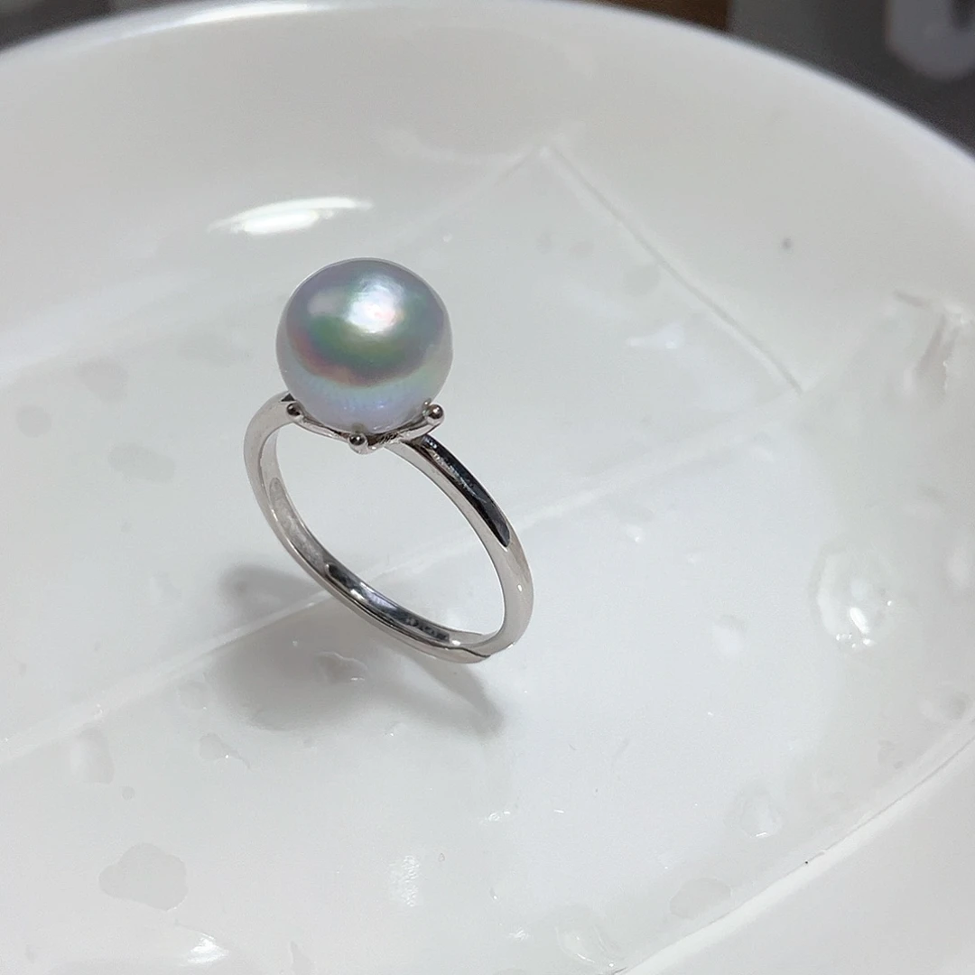 海水珍珠戒指银S925镶嵌我**V