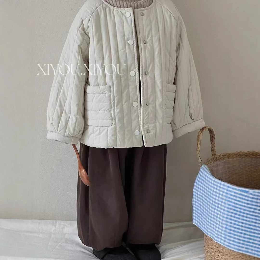 （兔~~/毛~内里）~韩版儿童碎花棉服女宝宝简约百搭夹棉外套冬装