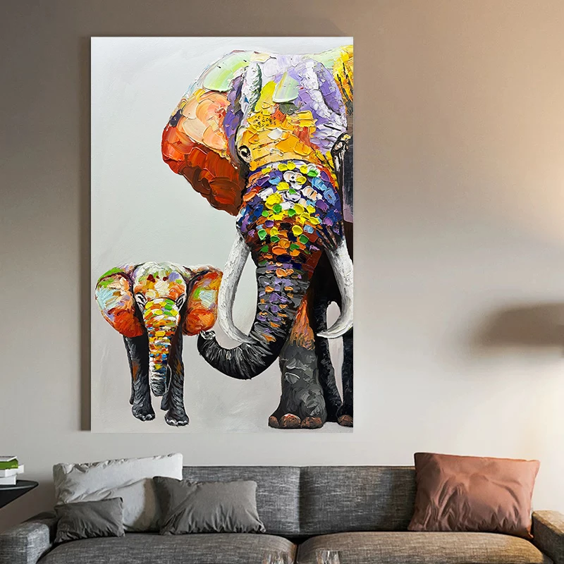 《吉象》手绘油画客厅玄关装饰画现代高级感客厅沙发背景墙肌理大象
