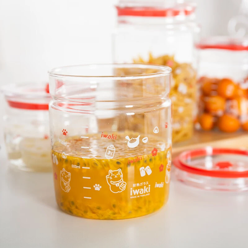 【A等品微瑕】怡万家耐热玻璃密封罐红色1000ml TAMCR25M1C-B