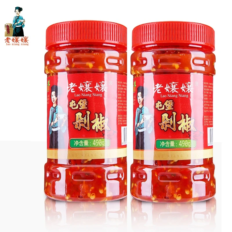 贵州特产天龙屯堡剁椒酸辣糟辣椒下饭辣椒酱/老孃嬢剁椒2*490g