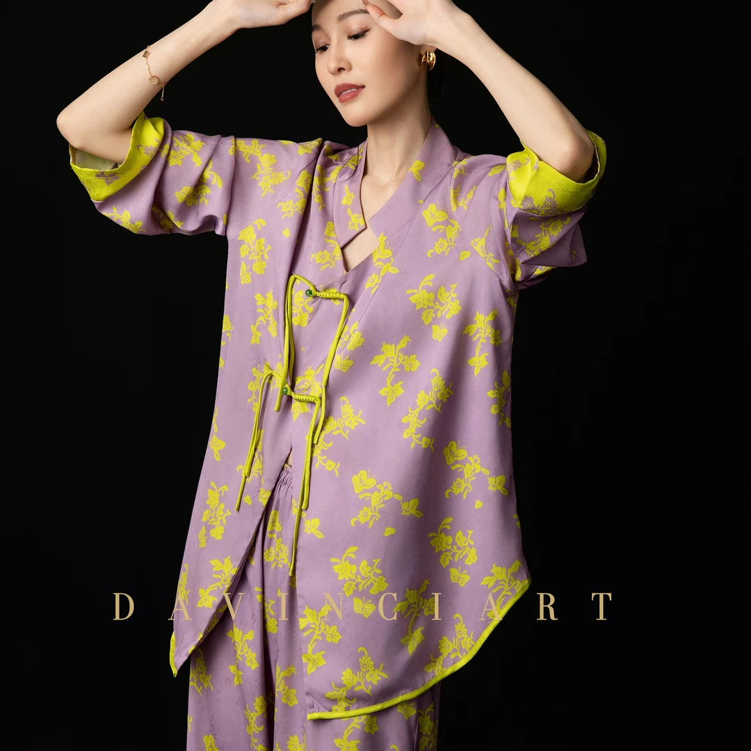 达芬奇密码2025新款【半夏小调】新中式时尚休闲显瘦睡衣家居服套装