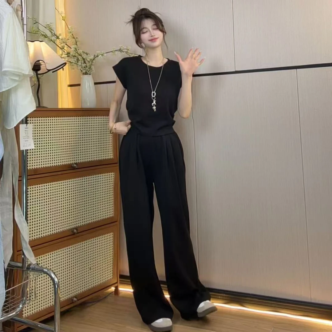 小个子无袖职业女裙套装休闲阔腿唐风美学极简风春日慢人风