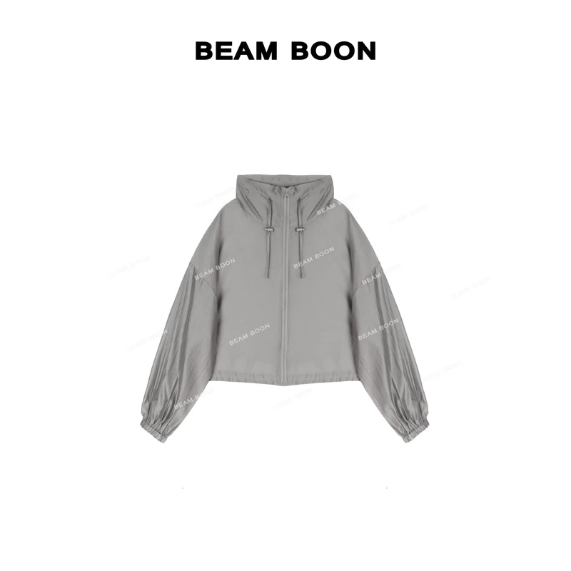 Beam Boon【浅夏云屏】轻薄莱赛尔up50+透气肌理抽绳防晒短外套