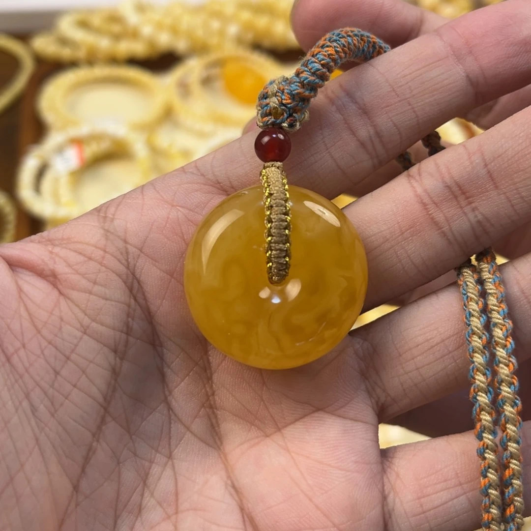 未镶嵌蜜蜡手串蜜糖色平安扣31mm+