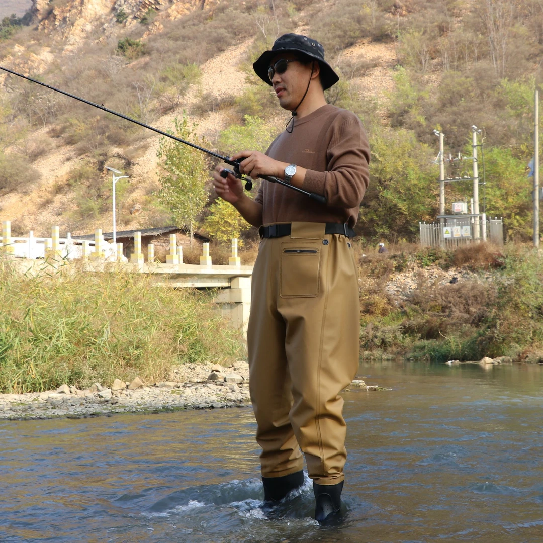 3D齐腰款下水裤钓鱼抓鱼连体超轻加厚耐磨挖藕涉水裤