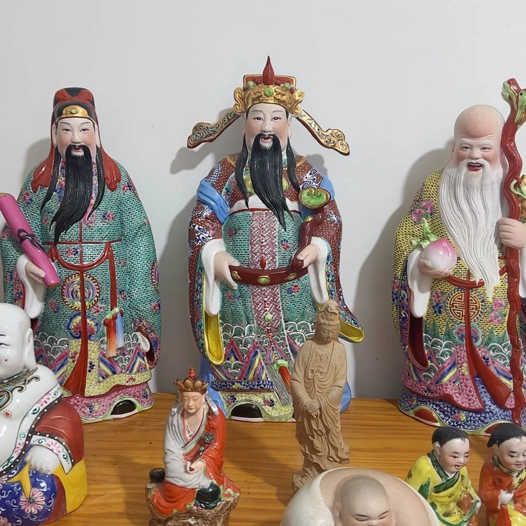 泥塑风**丽福禄寿三星