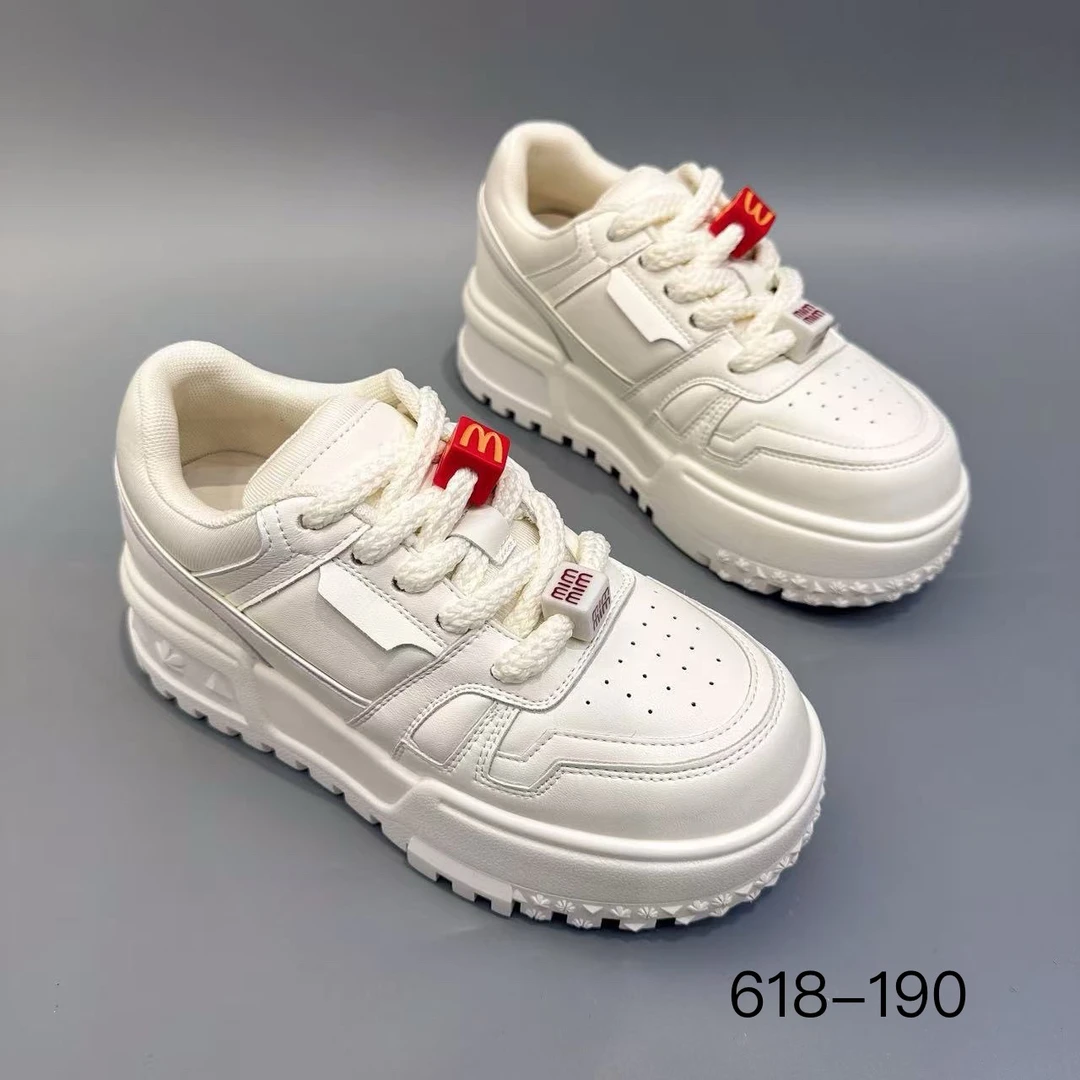 玛莎玛索春季新款618-190时尚百搭圆头厚底方块休闲小白鞋板鞋