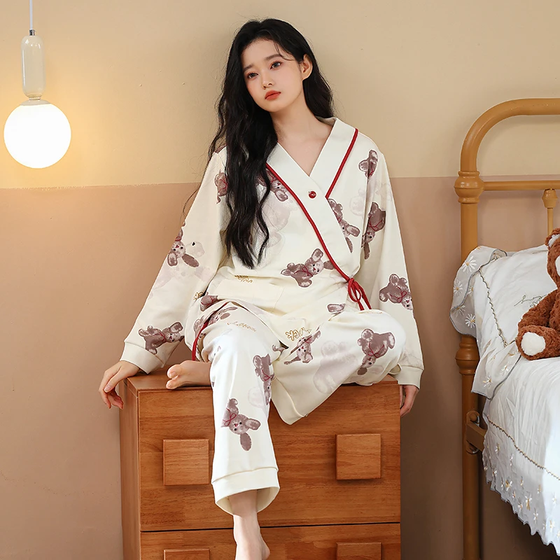 【云感棉-带胸垫月子服】产前产后孕期哺乳期家居服吸汗透气春秋季