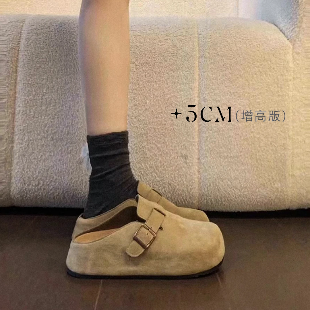 花知余勃肯鞋厚底小个子女式拖鞋不累脚巨好看的半拖一脚蹬包头拖