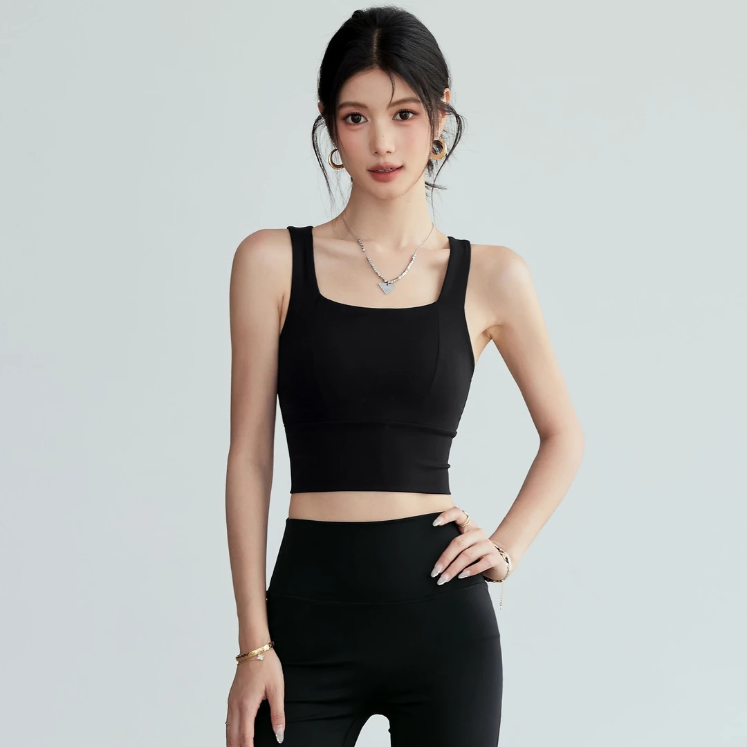 岚纹一体式运动内衣女新款美背瑜伽文胸带胸垫普拉提健身服背心夏