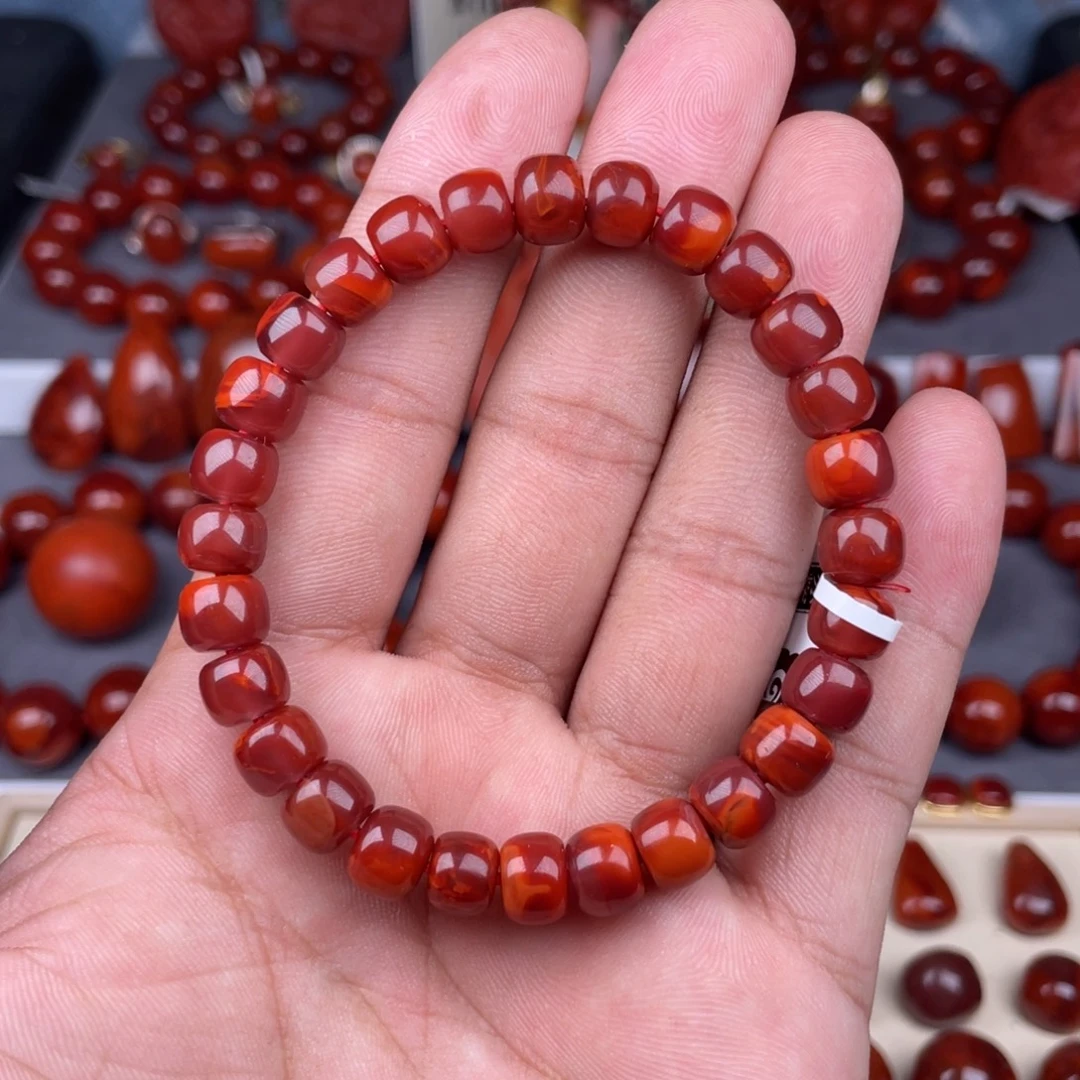 南红玛瑙未镶嵌瓦西南红老型手串8mm