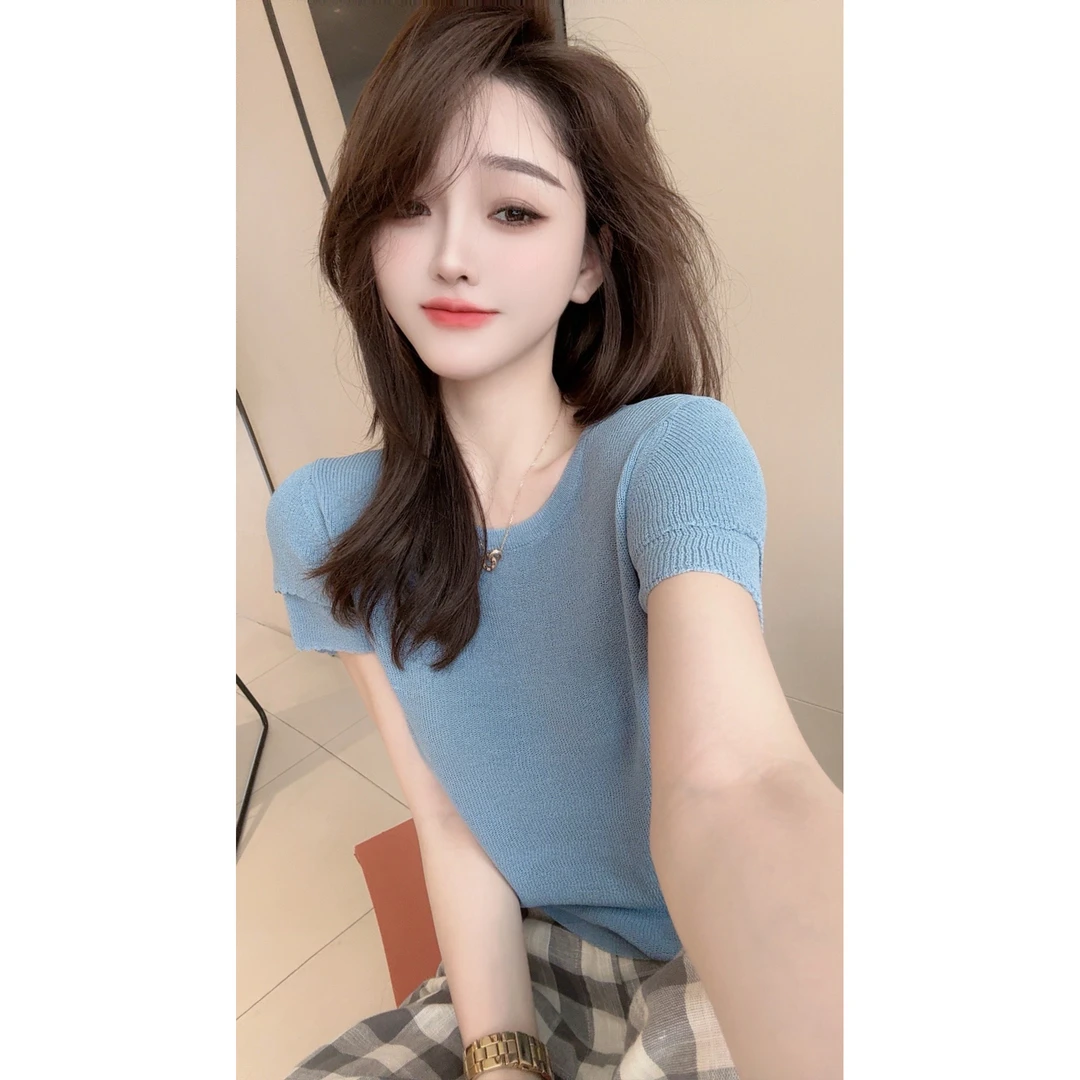 【CHEN】洋气减龄显白设计感短袖亚麻针织上衣X245221
