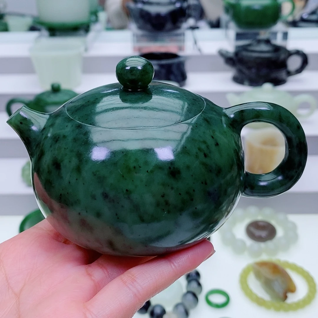 和田玉未镶嵌摆件茶壶