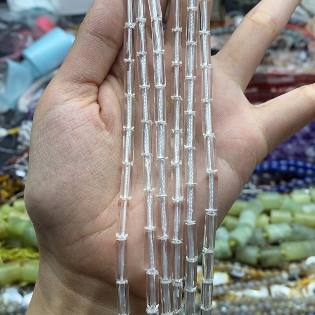 玛瑙/玉髓未镶嵌珠宝半成品一条天然白水晶细管4×13mm双A