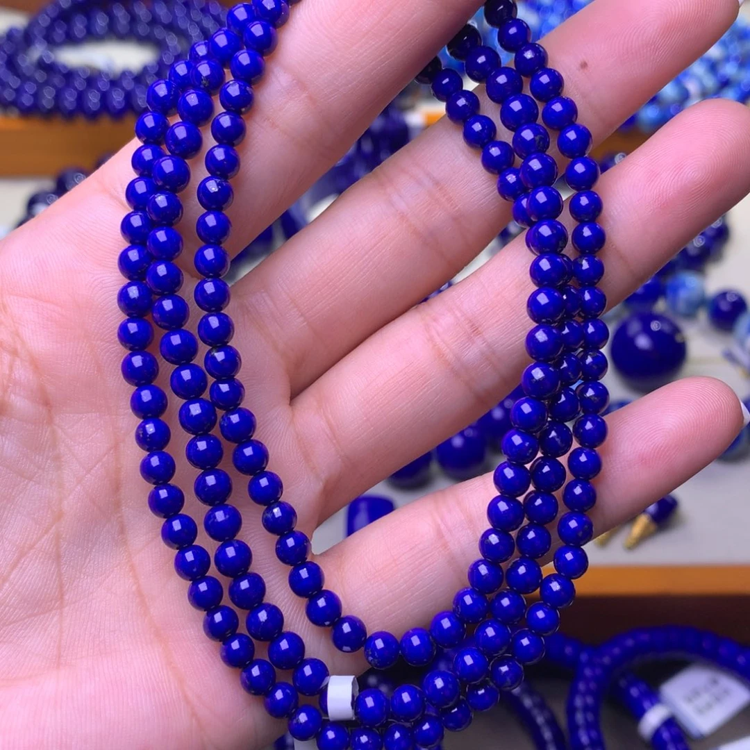 青金石未镶嵌手串4.8mm4圈