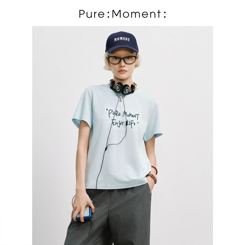 小麦檬Pure:Moment:25夏季新款百搭时尚短袖T恤商场同款4G6100161