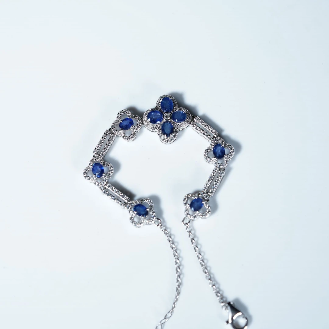 JSLBS0400-蓝宝石手链-单颗约15分-天然老烧蓝宝石S925银