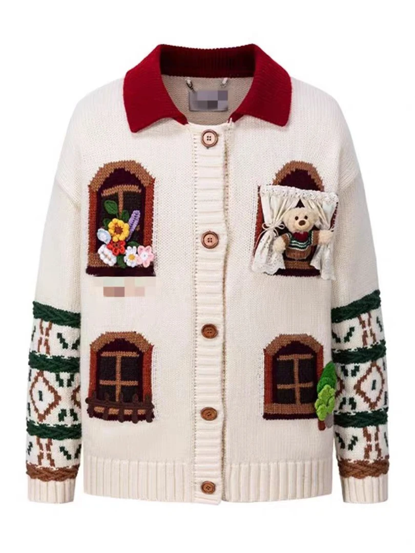 窗外景色针织开衫毛衣外套