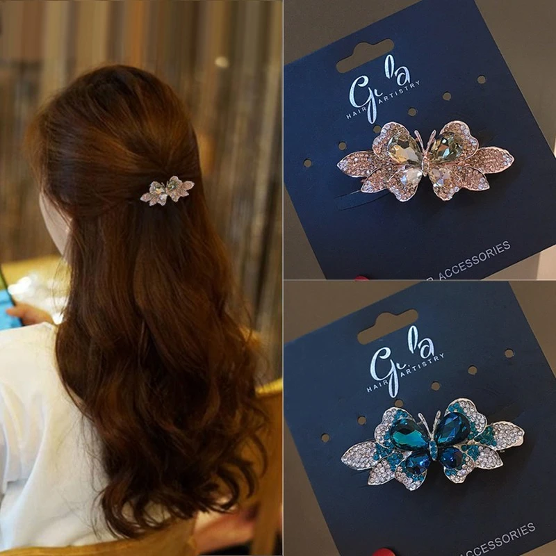 2025新款小清新蝴蝶弹簧夹后脑勺半扎发夹小号顶夹横夹一字夹发卡