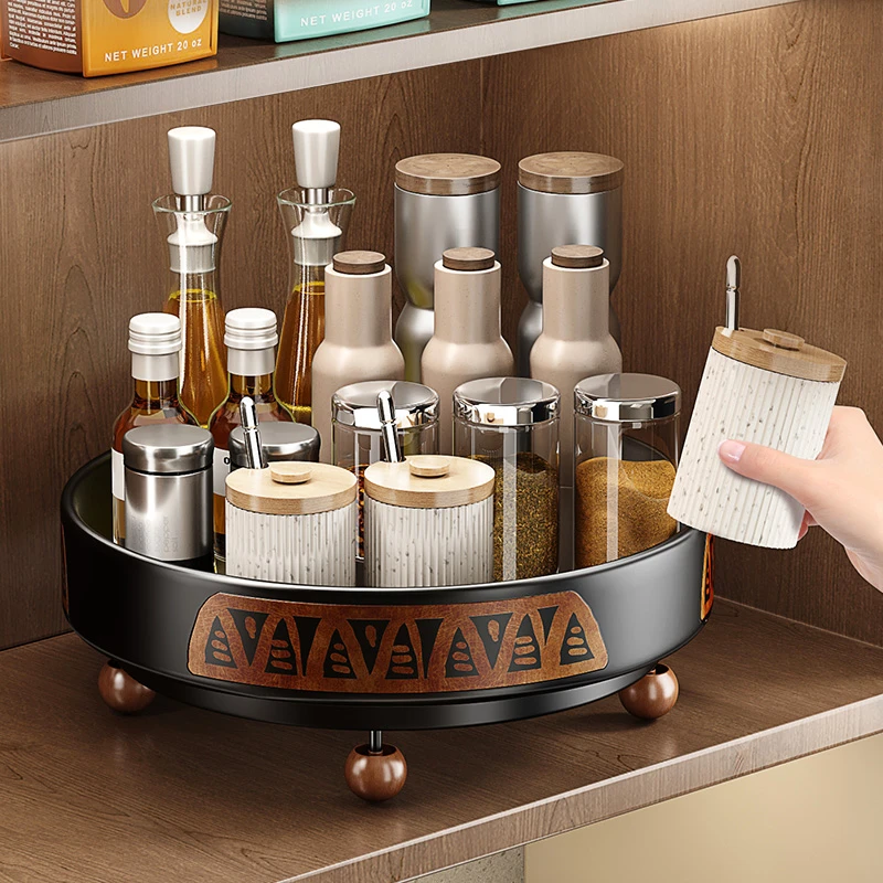 厨房调料盒一体多格调味料佐料收纳台面旋转调料油盐酱醋瓶置物架
