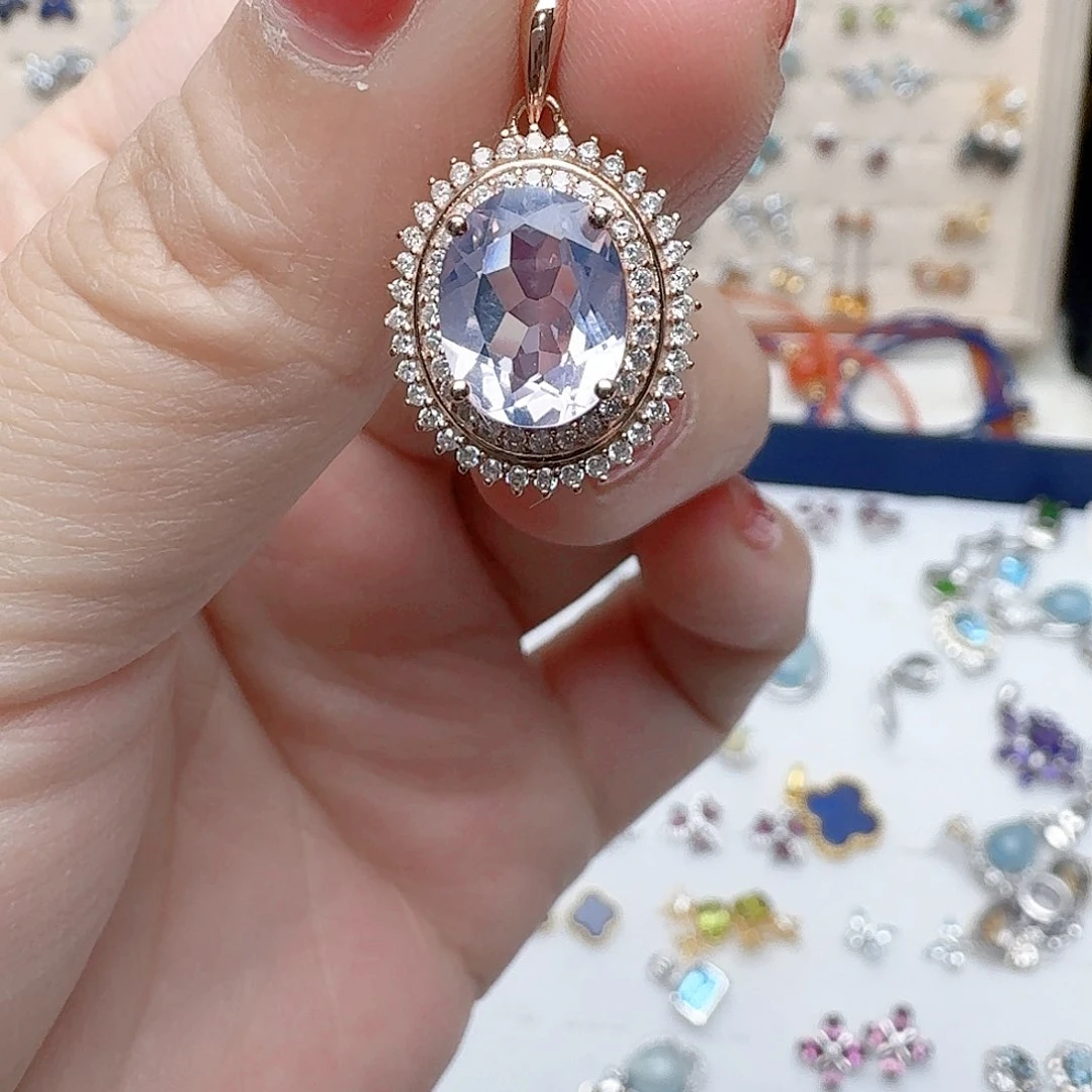 水晶吊坠(不含链)银S925镶嵌