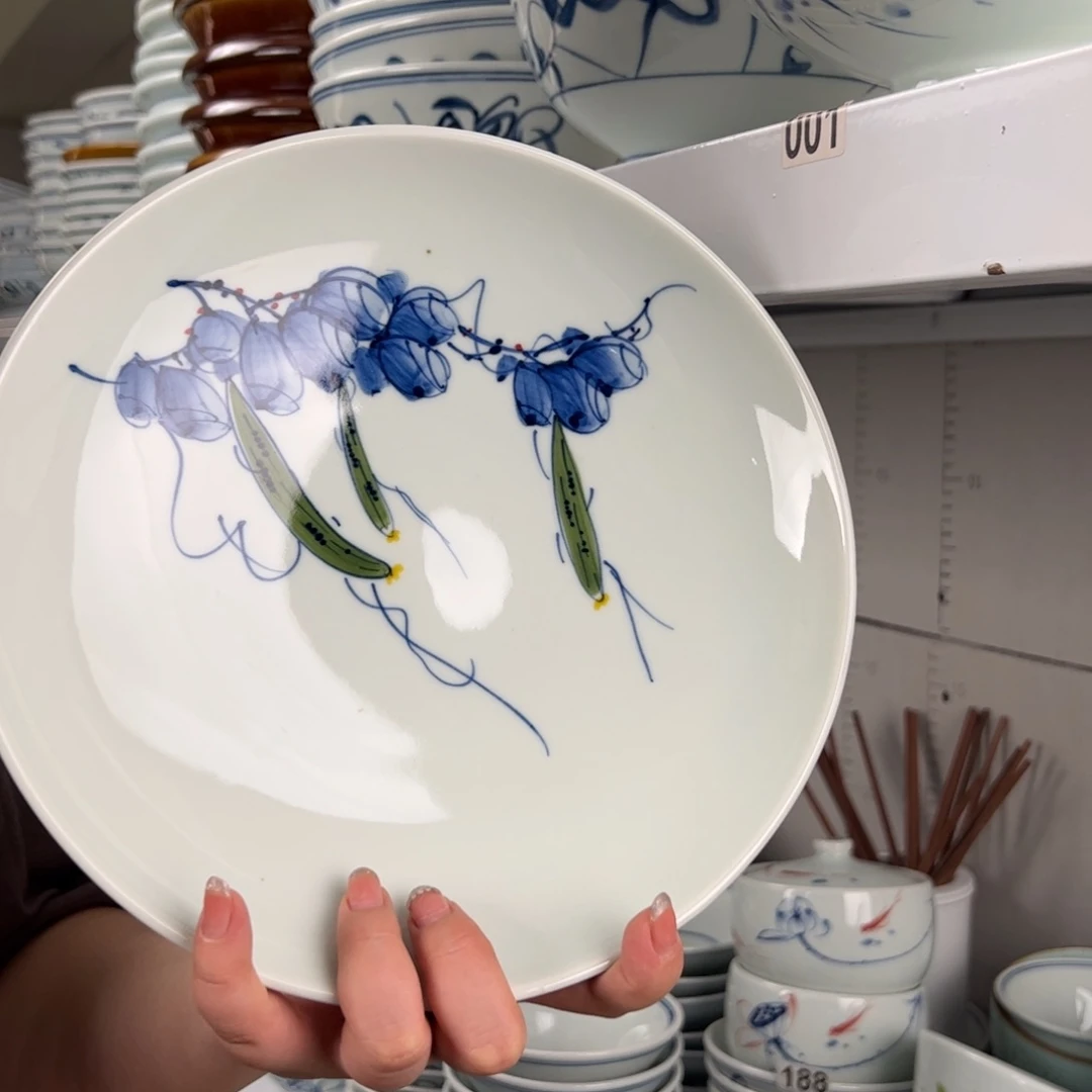 碗微瑕手绘丝瓜9.5寸大盘（单只装）