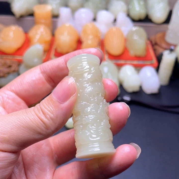 石材方解石手把件