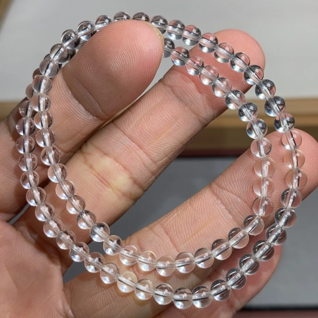 水晶未镶嵌手链毕业白水晶4.3mm双圈