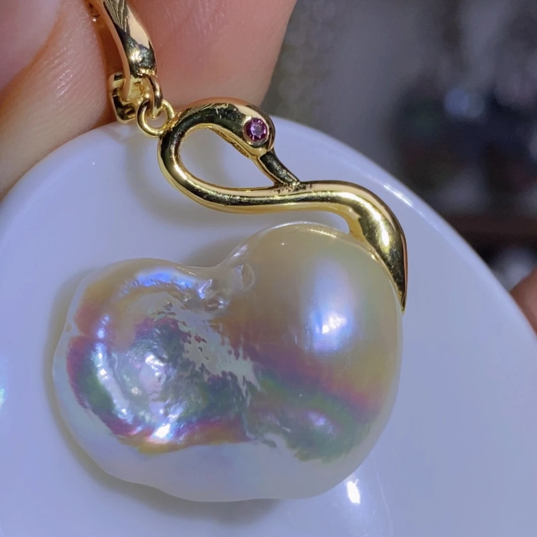 银S925镶嵌天然淡水珍珠淡水珍珠