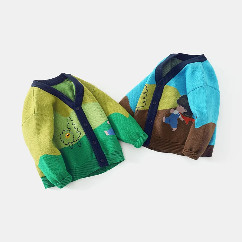 男开衫毛衣儿童2024新款春款宝宝外套针织衫中小童上衣女Q101534