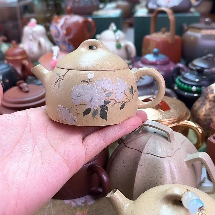 紫砂茶壶秦权玉兰花