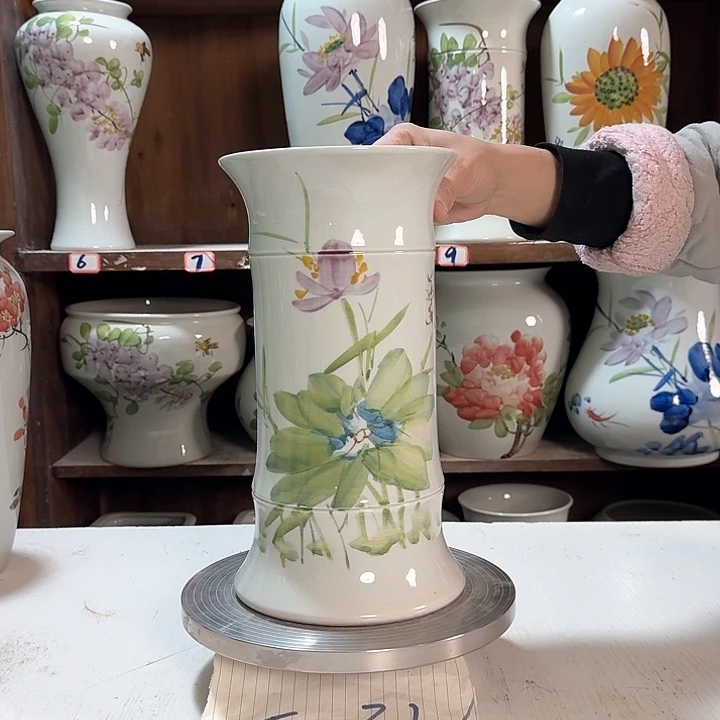 瓶竹子绿绿绿高29荷花瓷新款陶瓷