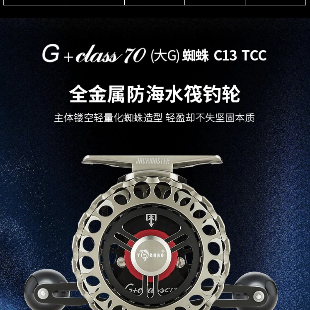 益超大G四代C13蜘蛛筏轮4.7速比卸力报警轻量化克金属海钓筏轮