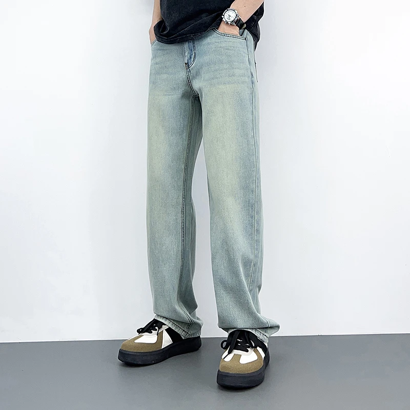 爆款浅色莱赛尔牛仔裤男款薄款夏季新款宽松直筒美式复古百搭裤子