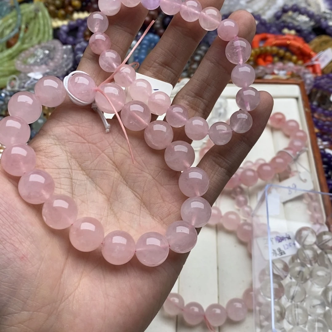 啊***糖玛瑙/玉髓未镶嵌珠宝半成品两条粉晶A102